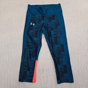 Under Armour Leggings Womens Small Blue Yoga Pants Gym Casual Stretch Heat Gear